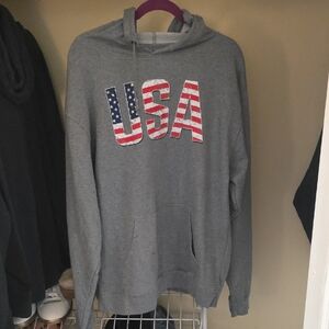 Port and Company Gray USA Flag Pullover Hoodie